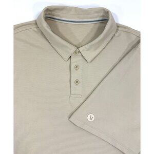 Vuori Mens Gamepoint Polo Sz XL Stretch Wicking Tennis Shirt Cashew Khaki V1028